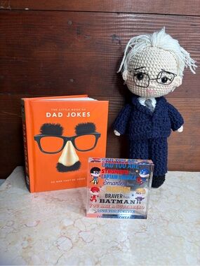 Father’s Day Gift Trio Set Dad Joke Book, Dad Superhero Acrylic Sign & Dad Doll